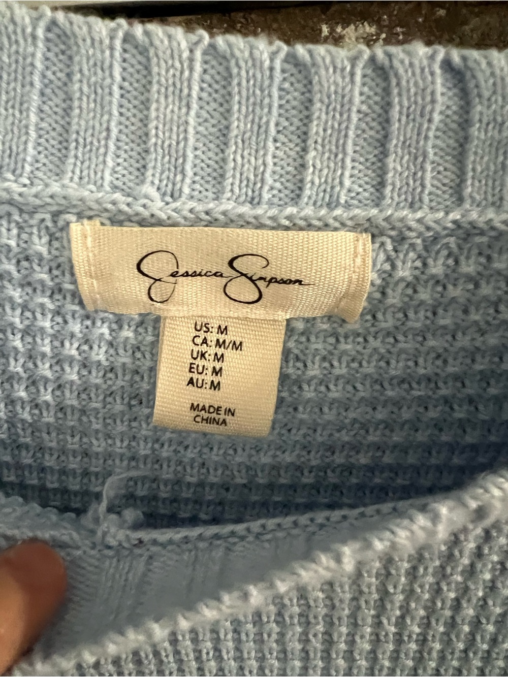 Joie Light Blue Knit Sweater - Cozy Waffle Crewneck - Picture 2 of 3